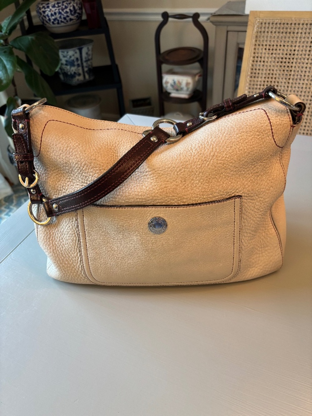 Coach Chelsea Beige/Neutral Khaki Pebbled Leather Shoulder Bag C06S-8A39